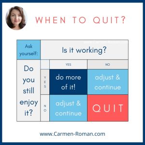 Carmen Roman know when to quit - ask yourself: is it working? and do I still enjoy it?